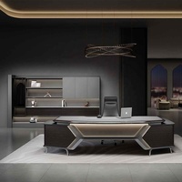 Bureau de direction d'angle en bois massif moderne de luxe, table de direction élégante et durable, mobilier commercial, rangement modulaire