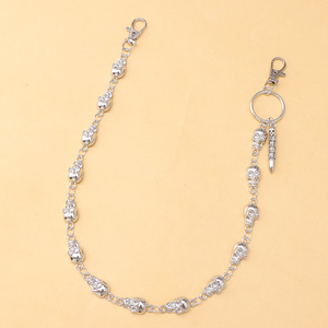 Cadena de cintura de calavera metálica, plata tibetana, unisex, estilo hip hop, cadena corporal de moda para uso diario, diseño de esqueleto de una sola pieza - Product Image 2