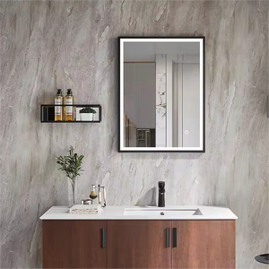 Cảm ứng hiện đại điều khiển mờ chức năng mờ màu đen đóng khung LED ánh sáng Vanity Gương hình chữ nhật hình dạng treo tường cho trang trí - Product Image 3