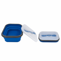 Conteneur alimentaire pliable carré portable de 1000 ml avec couvercle, compatible micro-ondes, réutilisable, boîte à lunch en silicone pour le camping