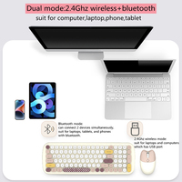 Conjunto de Teclado y Ratón Inalámbrico 2.4G de Doble Modo con Teclas Circulares para PC, Laptop y Tablet