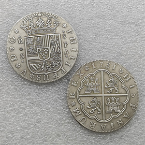 Pièces de monnaie commémoratives de style antique 1731 Espagne 8 Reales, cadeaux, décoration de la maison - Product Image 2