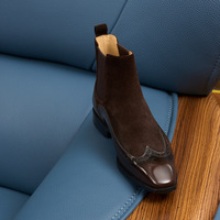 Bottes Chelsea classiques noires pour hommes en cuir véritable, à enfiler, bout pointu, semelle extérieure en caoutchouc, décontractées, vente en gros, logo personnalisé OEM