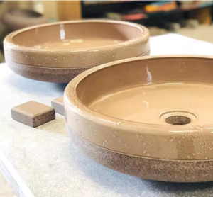 Lavabos Modernos Ovalados de Piedra Volcánica con Acabado Glaseado, Grifos con Desagüe, Lavamanos Ecológico de un Solo Orificio, Fácil de Limpiar, para Uso en Hoteles - Product Image 5