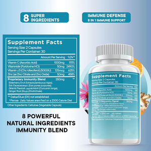 8 en 1 capsules d'échinacée suppléments de rappel immunitaire avec zinc, vitamine C, vitamine D3 curcumine au curcuma - Product Image 4