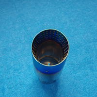 Punta de escape universal de acero inoxidable de 3.5 pulgadas, azul quemado, corte inclinado, pulido espejo, para silenciador y tubo de escape, pieza exterior de coche