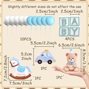 Set <span class=keywords><strong>de</strong></span> 17 Piezas para Decoración <span class=keywords><strong>de</strong></span> Pastel <span class=keywords><strong>de</strong></span> Cumpleaños <span class=keywords><strong>de</strong></span> Bebé Rosa, Precio <span class=keywords><strong>de</strong></span> Fábrica, con Osito <span class=keywords><strong>de</strong></span> Peluche, Caballito Balancín, Bloques, Pancarta y Nubes, Artículos para Fiesta - Product Image 4