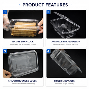 Boîte à pâtisserie jetable en PET transparent de 800 ml avec couvercle à charnière, pour gâteaux, biscuits, pâtisseries, logo personnalisé - Product Image 3
