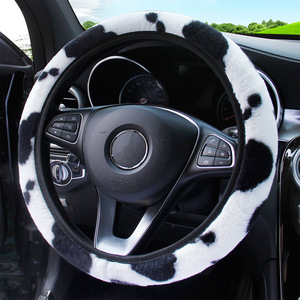 XMB Housse de <span class=keywords><strong>volant</strong></span> de voiture en peluche motif <span class=keywords><strong>vache</strong></span>, nouvelle, élastique, sans anneau intérieur - Product Image 2