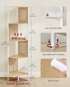 <span class=keywords><strong>VASAGLE</strong></span> Étagère de salle de bain moderne Étagère de cuisine Étagère Organisateur Bibliothèque d'<span class=keywords><strong>angle</strong></span> à 5 niveaux avec panneaux latéraux en rotin - Product Image 4