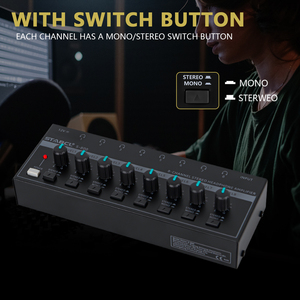 S-800 8-ערוץ אודיו מגבר אוזניות סטריאו נייד מגבר עם התאמת נפח מתג קול עצמאי - Product Image 4