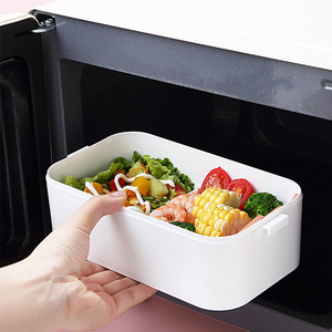 Boîte à lunch japonaise à double couche, compatible micro-ondes, avec couverts, boîte bento portable divisée pour les repas quotidiens des employés de bureau - Product Image 3