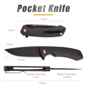 Simple Style Black <strong>Titanium</strong> Plated D2 Steel Blade Folding Pocket Knife Outdoor Camping Survival Defense Tool - Product Image 3