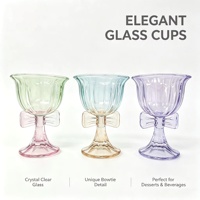 Verre à vin mignon en verre à pied avec nœud papillon pastel, fait main, écologique, facile à nettoyer, vente en gros d'usine pour banquets de mariage