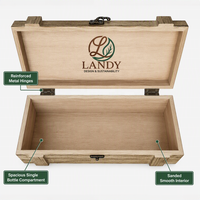 Boîte en bois de style caisse premium avec logo personnalisé, en pin naturel rustique, pour une bouteille de whisky, étui de rangement pour spiritueux, idéal pour offrir en cadeau