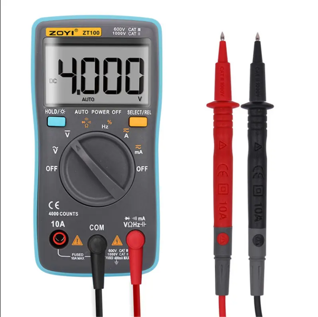 ZOYI ZT100 Digital High-Precision Pocket Automatic Range Multimeter Backlight Three Half Position 0.5% Accuracy 0-1000V