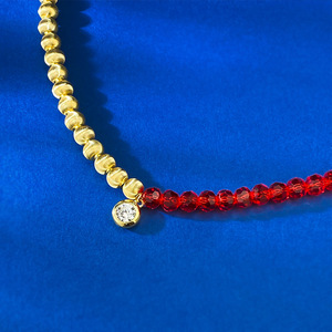 Nuovo Bracciale in <span class=keywords><strong>Argento</strong></span> S925 Placcato Oro con Occhio di Gatto Rosso Portafortuna, Gioiello da Matrimonio di Alta Gamma, Gioioso, Raffinato e Versatile - Product Image 2