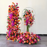 Ensemble de compositions florales artificielles fuchsia et orange pour arche de mariage, fête d'anniversaire, baby shower, décoration de toile de fond de scène