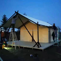 Camping familial imperméable pour 2 à 4 personnes Yourte Safari Tente en toile avec salle de bain