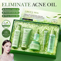 Ensemble de 6 produits pour le soin de la peau du visage : crème nettoyante, tonique, huile essentielle de thé vert et acide salicylique pour éliminer l'acné
