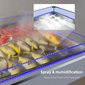 8-thương mại mở Top thép không gỉ tủ lạnh tủ đông làm mát cá hải sản hiển thị tủ lạnh Showcase siêu thị nhà bếp thịt - Product Image 5