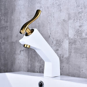 Robinet de lavabo moderne en laiton, finition chromée, noire ou blanche, céramique brossée, à poser sur le comptoir, monocommande, pour salle de bain, hôtel, <span class=keywords><strong>WC</strong></span> - Vente chaude - Product Image 5