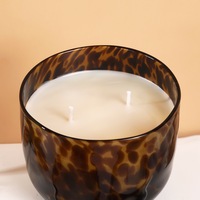 Bougie parfumée en cire de soja artisanale moderne, imprimé léopard, pot en verre pour la décoration de la maison, Diwali, Noël, bougies votives
