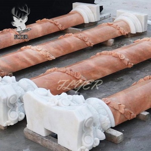 <strong>Custom</strong> Natural Sunset Red Marble <strong>Columns</strong> Outdoor Decorative Stone Roman Pillar <strong>Columns</strong>
