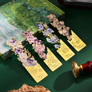 Segnalibro personalizzato in ottone con smalto a farfalla promozionale sublimazione con graffetta in metallo placcato oro segnalibro - Product Image 2