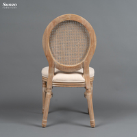 Chaise de salle à manger Louis XVI de style français, dossier en lin blanc, dossier en rotin tissé moderne, mobilier de maison en bois
