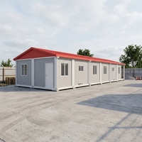 Maison modulaire linéaire à un étage en conteneurs préfabriqués, structure en acier pour bureau de chantier ou dortoir