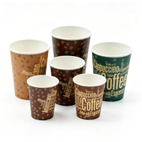 Vente en gros de gobelets en papier kraft pour boissons chaudes et froides, 8 oz, 10 oz, 12 oz, 16 oz, 20 oz, gobelets jetables pour café et thé avec couvercles