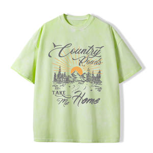 T-shirt graphique pour homme 'Country Roads Take Me Home' en coton 100% écologique, délavé à l'acide, surdimensionné, vintage, à manches courtes - Product Image 1