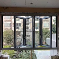 Ventana Plegable Aomeja, Corredera Vertical, Doble Acristalamiento, Vidrio Templado, Marco de Aleación de Aluminio, Moderna, Insonorizada e Impermeable para Villas