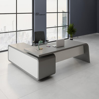 Bureau de direction moderne en forme de L avec armoire latérale, design en bois de chêne massif, table de bureau de bonne qualité