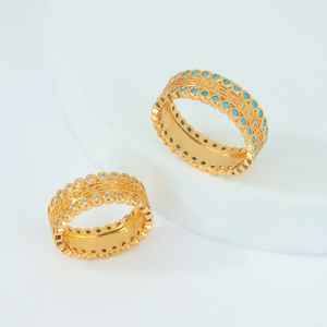 Anillos Gruesos Modernos y Sencillos en Stock, Anillo Hueco de Circonia Chapado en Oro de 21k para Mujer, Joyería para Novias y Fiestas de Boda - Product Image 4