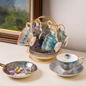 Exquisite and Elegant Style Coffee <b>Set</b> Ceramic <b>Tea</b> <b>Set</b> Afternoon <b>Tea</b> Bone China Cafe Cup and Saucer <b>Set</b> - Product Image 1