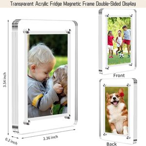 Acrylic Fridge Magnetic <b>Frame</b> 2.36 x 3.54 Inch Double Sided Refrigerator Magnet <b>Picture</b> <b>Frame</b> Clear Display Fridge Photo Fram - Product Image 2