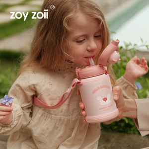 Botol Minum Anak Zoyzoii, Termos Stainless Steel Dinding Ganda, Vacuum Flask dengan Sedotan, Perlengkapan Sekolah untuk Siswa - Product Image 1