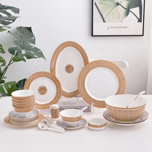 Meilleures ventes de vaisselle en céramique de luxe européenne, 28 pièces, avec bols et assiettes en porcelaine osseuse - Product Image 2