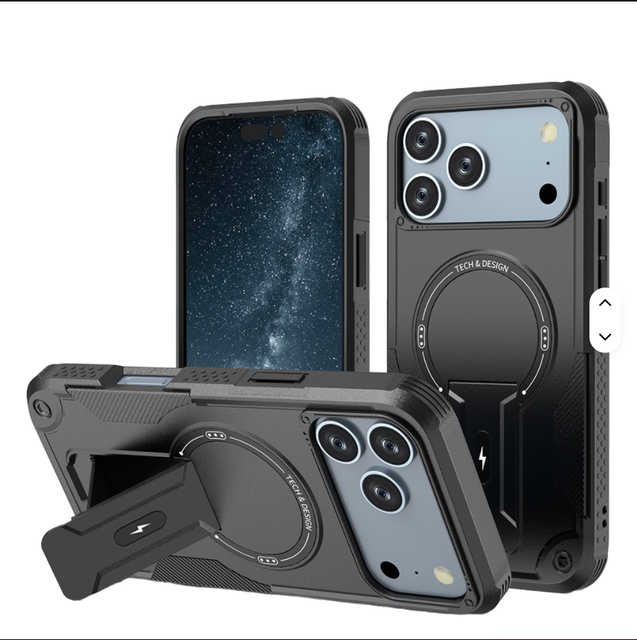 Magnetic Shockproof Hard PC Stand Holder Phone Case Cover for iPhone 17 Pro Max Multi-Function Kickstand Case Package