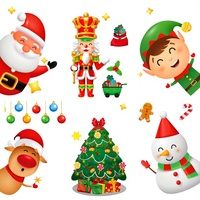 9 feuilles de plus de 200 autocollants de Noël réutilisables style dessin animé pour fenêtre, finition mate, Père Noël et sapin de Noël, adhésifs pour vitres