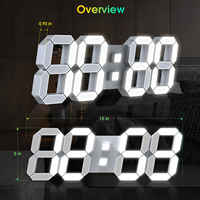 Orologio da Parete Digitale LED 3D Gigante EMAF da 15 Pollici con Telecomando e Sveglia Luminosa per Decorazione Ufficio