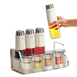 ชุดจ่ายน้ำมันและขวดใส่เครื่องปรุงแบบตั้งโต๊ะ Hy-37 พร้อมชั้นวางโลหะ ปิดสนิทสำหรับใช้ในครัว - Product Image 2