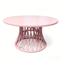 Table ronde en rotin colorée faite à la main de haute qualité pour enfants, table C rose écologique pour événements et fêtes