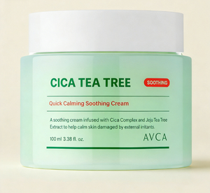 Crème gel hydratante AVCA Quick Calming Cica Tea Tree pour peaux sensibles sujettes aux rougeurs, hydratant quotidien KBeauty 100 ml pour femmes - Product Image 1