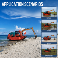 Véhicule amphibie mini flottant pour marais et dunes, bateau flottant avec moteur diesel et engrenages pour récolteuse d'algues aquatiques
