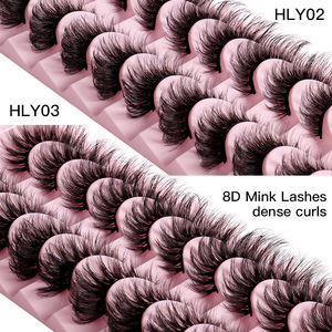 Faux-<span class=keywords><strong>cils</strong></span> <span class=keywords><strong>en</strong></span> vison doux faits à la main, naturels, dimensionnels, 10 paires, bandes complètes pour femmes, avec boîte à plateau, 8D épais et bouclés - Product Image 2