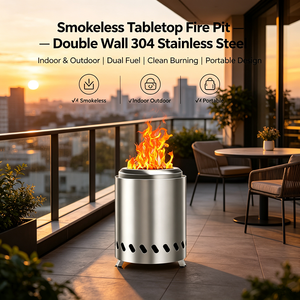 Barbecue sans fumée à double combustible (pellets <span class=keywords><strong>de</strong></span> <span class=keywords><strong>bois</strong></span>/<span class=keywords><strong>bois</strong></span> épié) avec foyer autoportant en acier pour usage extérieur et intérieur - Product Image 5
