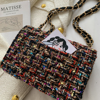 Sac à main pour femme Bolso De Dama, sac à bandoulière en tweed classique inspiré des grands créateurs, avec fermeture éclair, petit sac à bandoulière pour femme, sac à bandoulière pour l'hiver